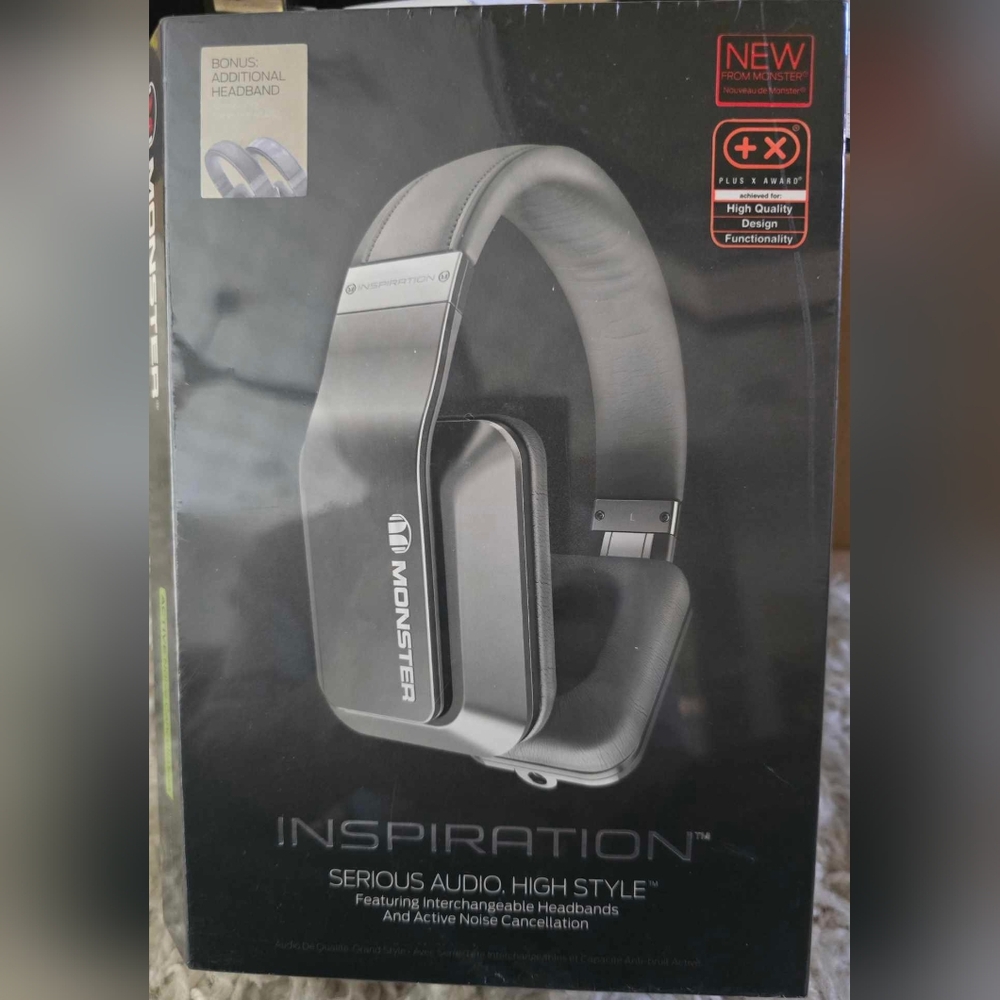 Monster Inspiration Active Noise-Canceling Over-Ear Headphones  Black. BRAND NEW